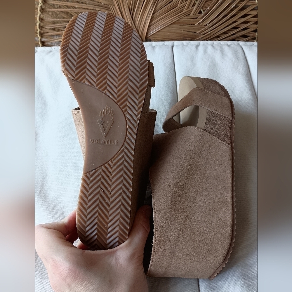 Volatile Stylish Tan Suede Women's Sandals_10 - Picture 7 of 7